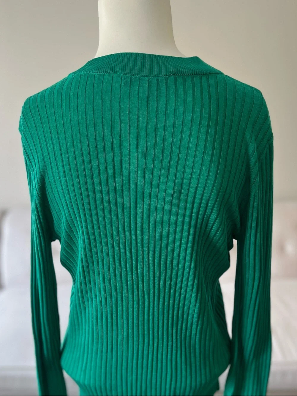 LOFT Ribbed Button-Front V-Neck Cardigan - Picture 4 of 10